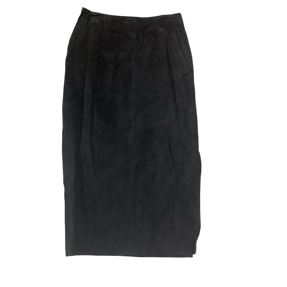 Savannah Black Suede Leather Skirt
